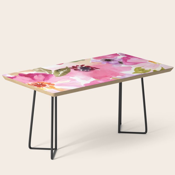 Watercolor Flowers Pink Fuchsia Coffee Table Gallery Image 1