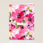 Watercolor Flowers Pink Fuchsia Stationery Card Gallery Image 2