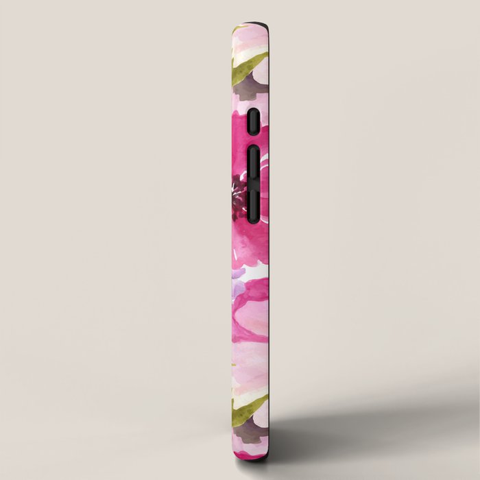 Watercolor Flowers Pink Fuchsia iPhone Case Gallery Image 2