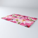 Watercolor Flowers Pink Fuchsia Rug Gallery Image 3