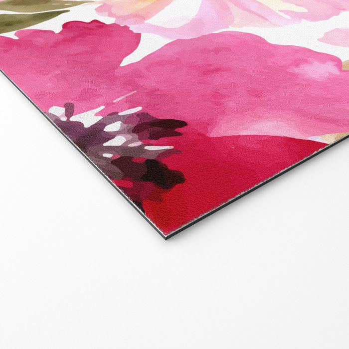 Watercolor Flowers Pink Fuchsia Welcome Mat Gallery Image 2