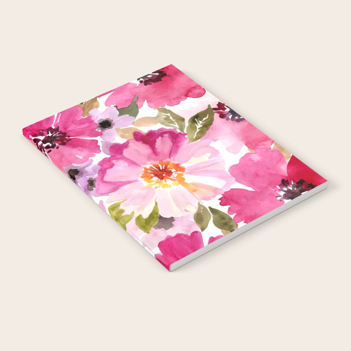 Watercolor Flowers Pink Fuchsia Notebook Gallery Image 2
