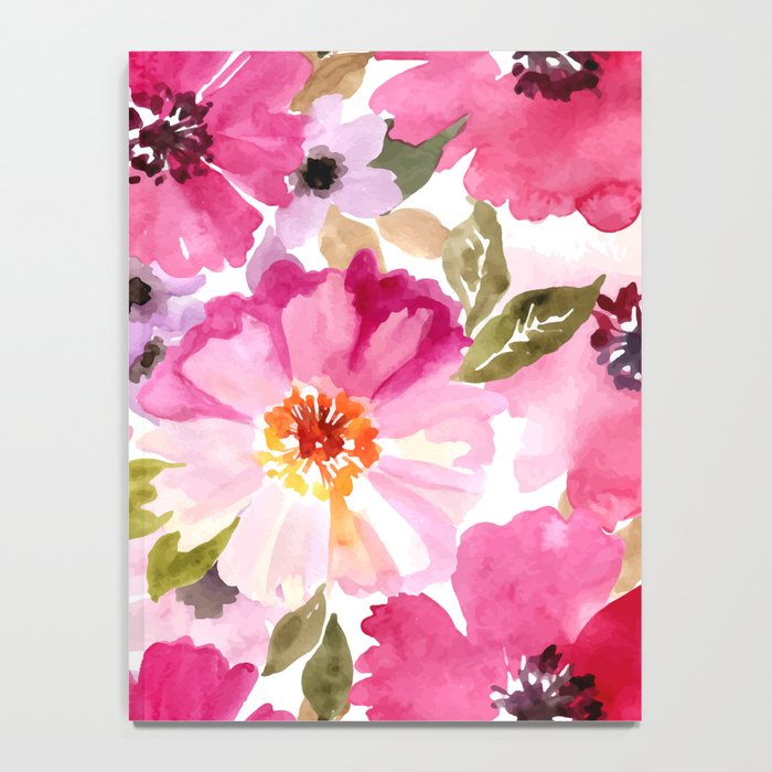 Watercolor Flowers Pink Fuchsia Notebook Gallery Image 4