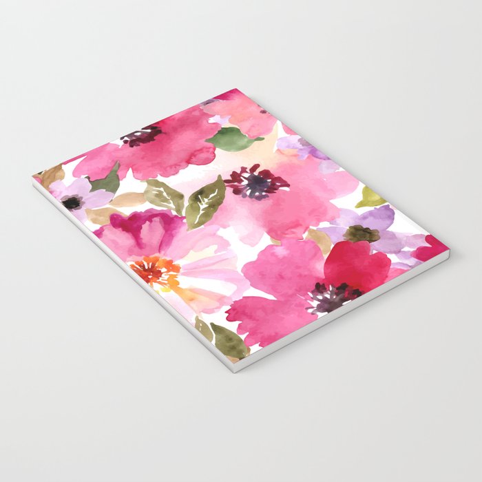 Watercolor Flowers Pink Fuchsia Notebook Gallery Image 3
