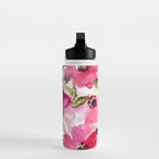 Watercolor Flowers Pink Fuchsia Water Bottle Gallery Image 3