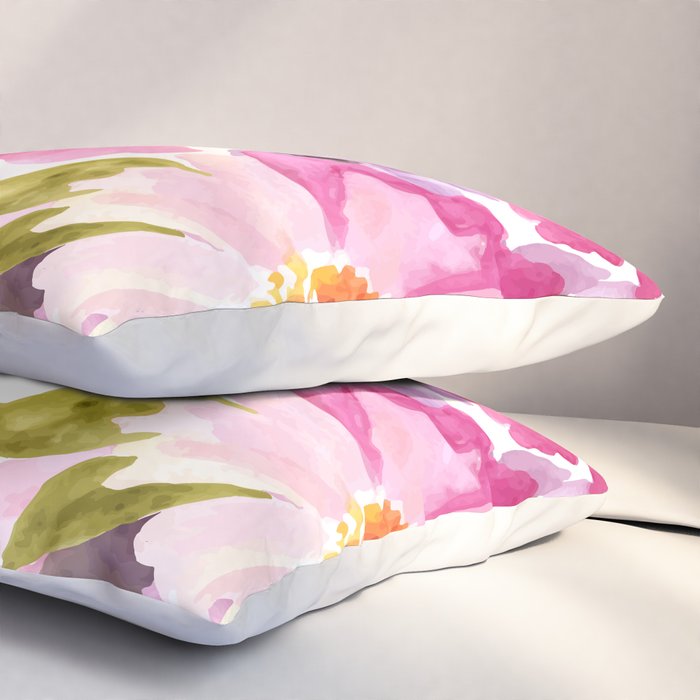 Watercolor Flowers Pink Fuchsia Pillow Sham Gallery Image 3