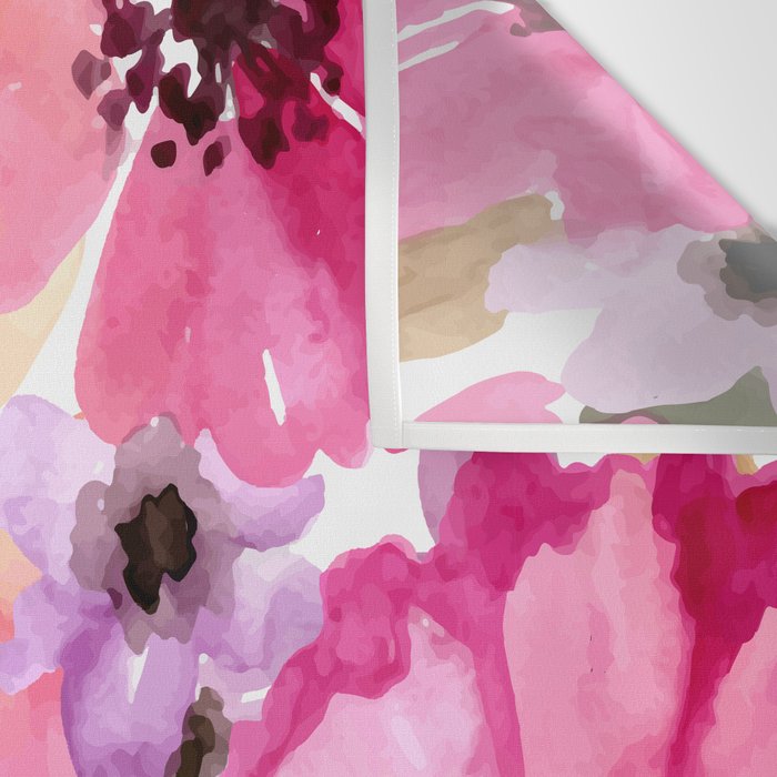 Watercolor Flowers Pink Fuchsia Wall Tapestry Gallery Image 3