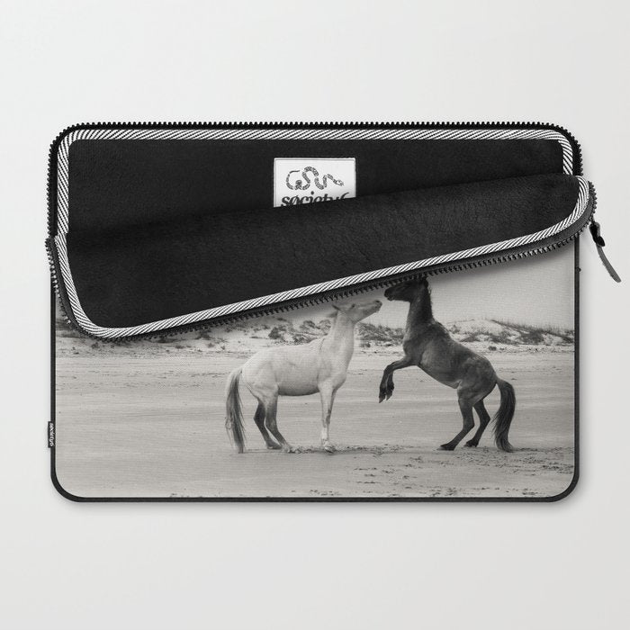 Wild Horses 4 - Black and White Laptop Sleeve Gallery Image 2