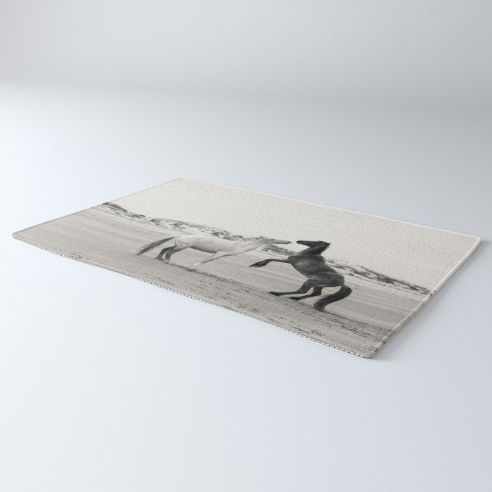 Wild Horses 4 - Black and White Rug Gallery Image 3