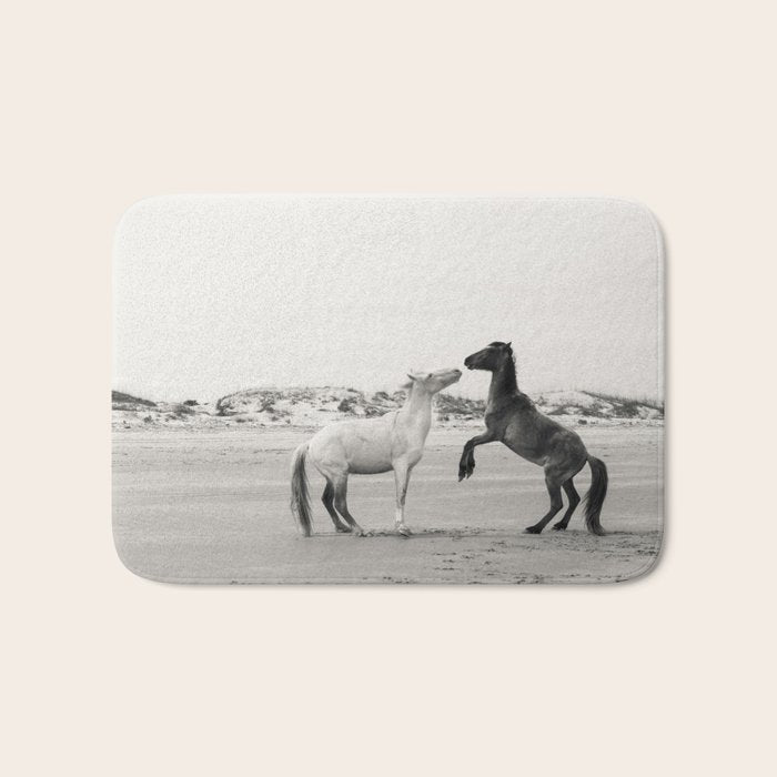 Wild Horses 4 - Black and White Bath Mat Gallery Image 1