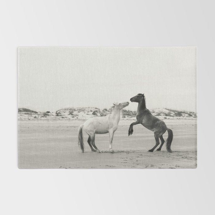 Wild Horses 4 - Black and White Rug Gallery Image 2