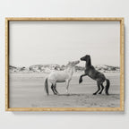 Wild Horses 4 - Black and White Serving Tray Gallery Image 1