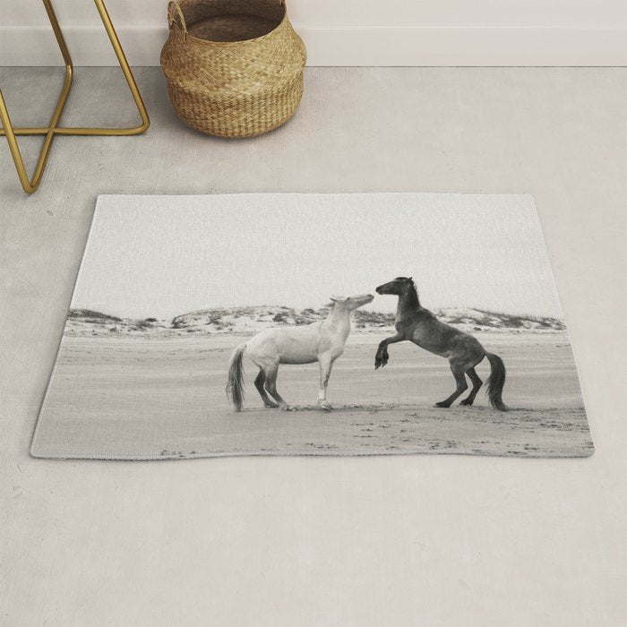 Wild Horses 4 - Black and White Rug Gallery Image 1