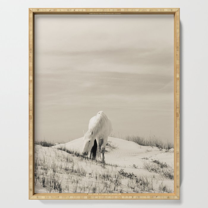 Wild Horses 7 - Black and White Serving Tray Gallery Image 1