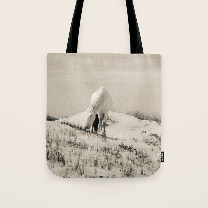 Wild Horses 7 - Black and White Tote Bag Gallery Image 1