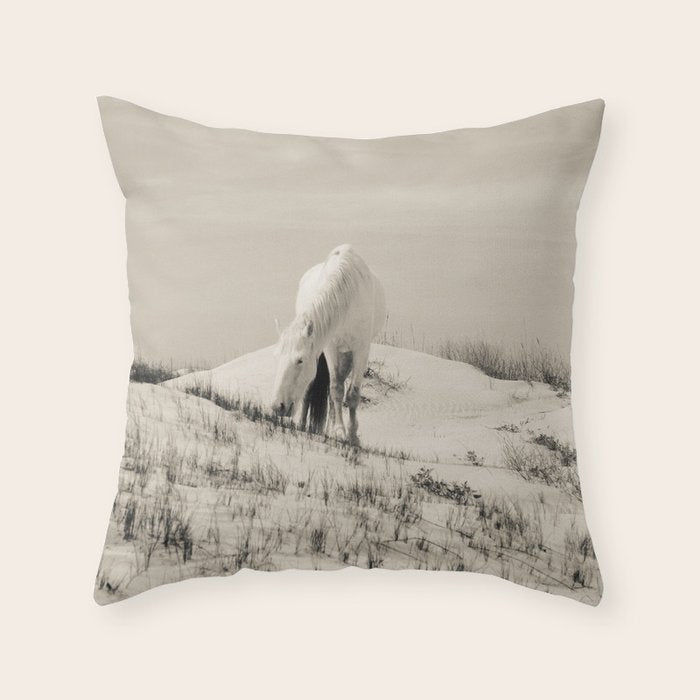 Wild Horses 7 - Black and White Throw Pillow Gallery Image 1