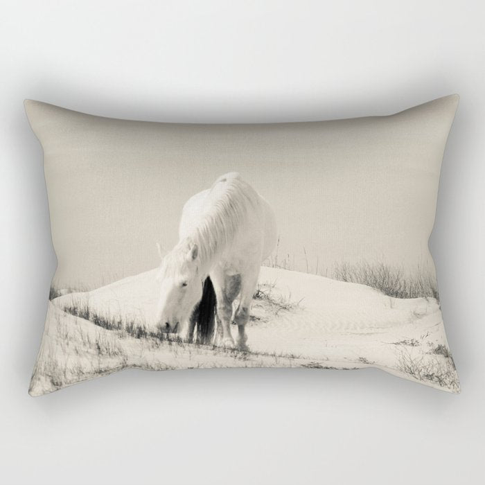 Wild Horses 7 - Black and White Rectangular Pillow Gallery Image 2