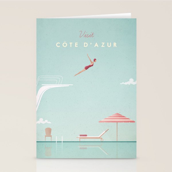 Vintage Côte d'Azur Travel Poster Stationery Card Gallery Image 1