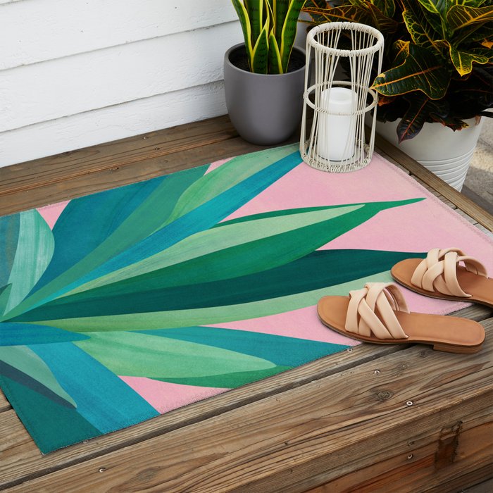 Spring Cactus With Pink Sky / Desert Series Outdoor Rug Gallery Image 2
