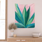 Spring Cactus With Pink Sky / Desert Series Wall Tapestry Gallery Image 2