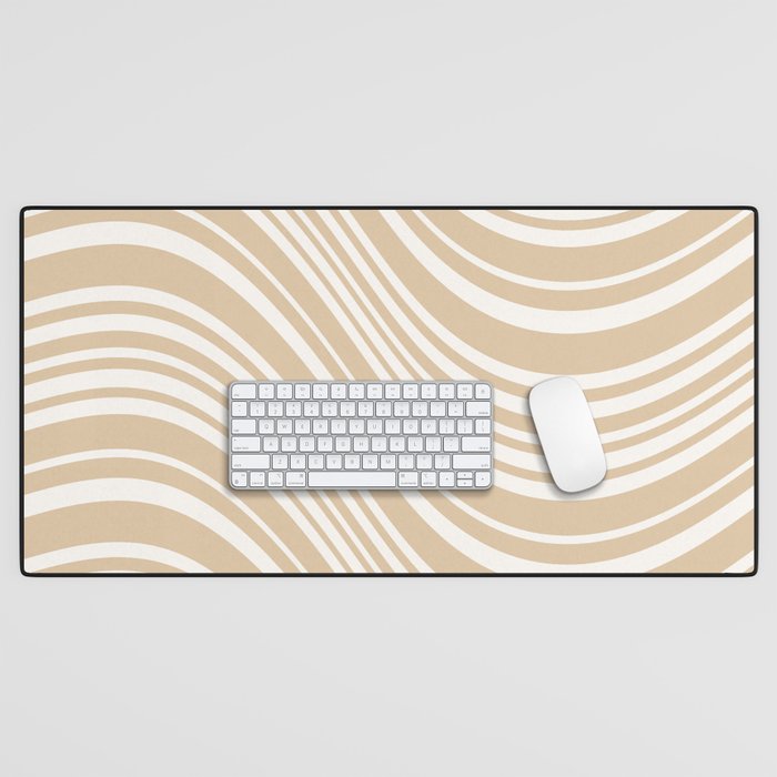 Wavy Stripes XLIII - Neutral Tan Desk Mat Gallery Image 1