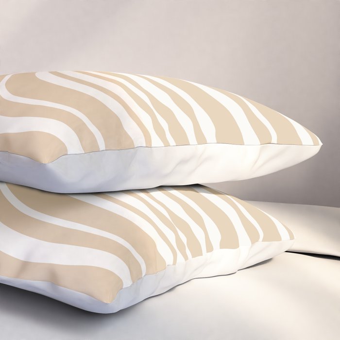Wavy Stripes XLIII - Neutral Tan Pillow Sham Gallery Image 3