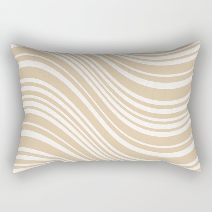 Wavy Stripes XLIII - Neutral Tan Rectangular Pillow Gallery Image 1