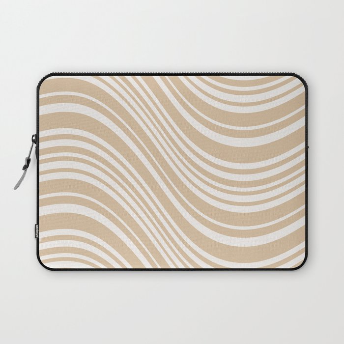 Wavy Stripes XLIII - Neutral Tan Laptop Sleeve Gallery Image 1
