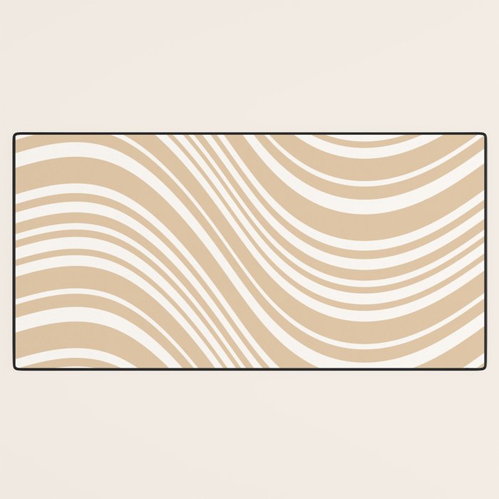 Wavy Stripes XLIII - Neutral Tan Desk Mat Gallery Image 3