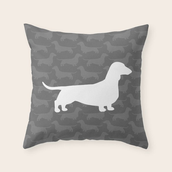 Dachshund Silhouette(s) Wiener Dog Throw Pillow Gallery Image 6