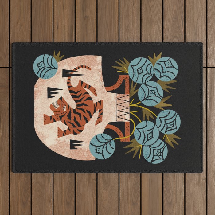 Tiger Vase Bouquet Outdoor Rug Gallery Image 1