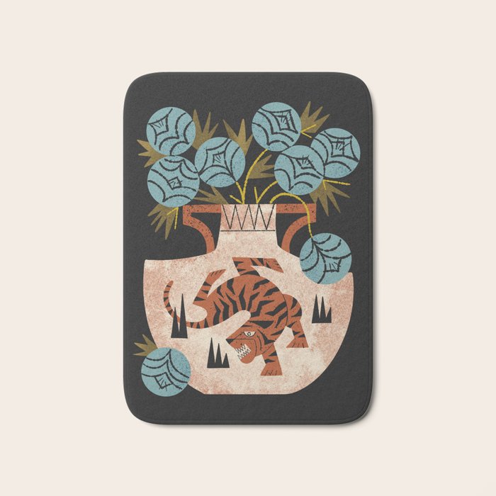 Tiger Vase Bouquet Bath Mat Gallery Image 1