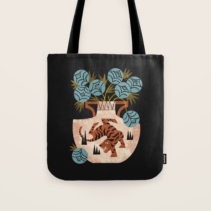 Tiger Vase Bouquet Tote Bag Gallery Image 1