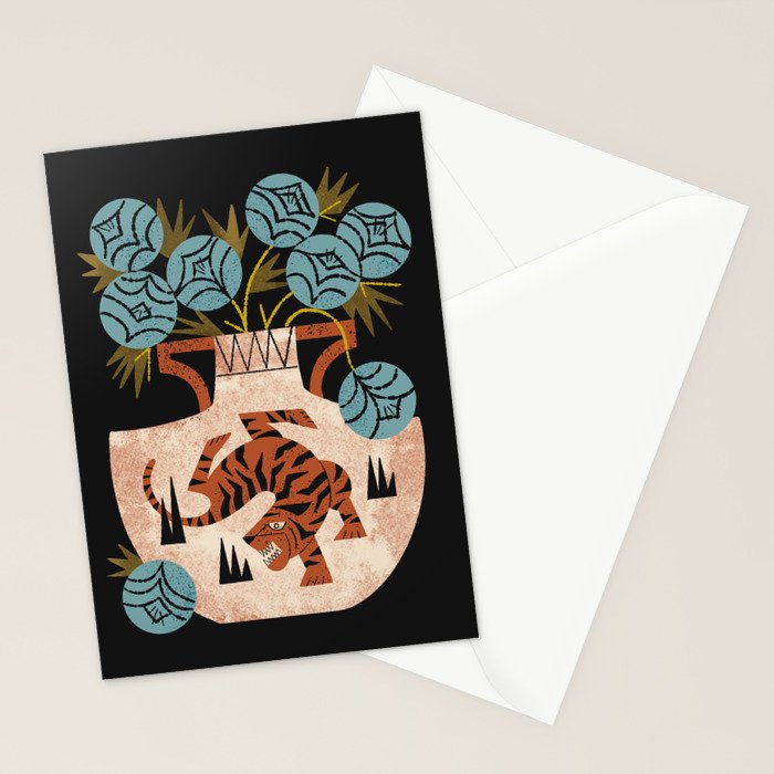 Tiger Vase Bouquet Stationery Card Gallery Image 2
