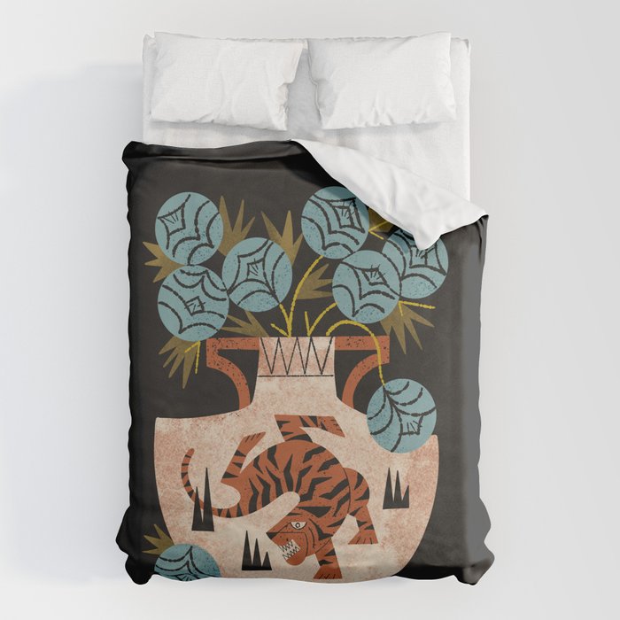 Tiger Vase Bouquet Duvet Cover Gallery Image 6