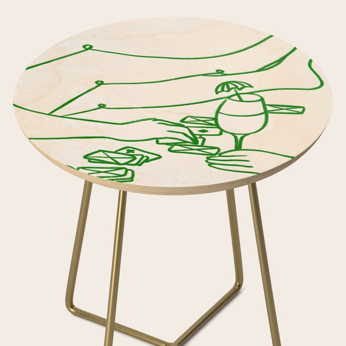 Feelin' Lucky, Beachy Sand Summer Playing cards, Nordic Coastal Line Art, Abstract Drawing Sketch Doodles Side Table Gallery Image 2