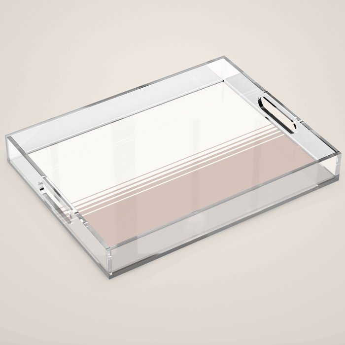 Retro Neutral Minimalist Stripes Acrylic Tray Gallery Image 1
