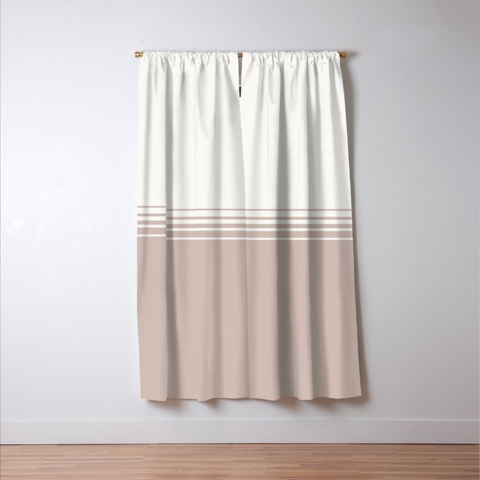 Retro Neutral Minimalist Stripes Window Curtain Gallery Image 3