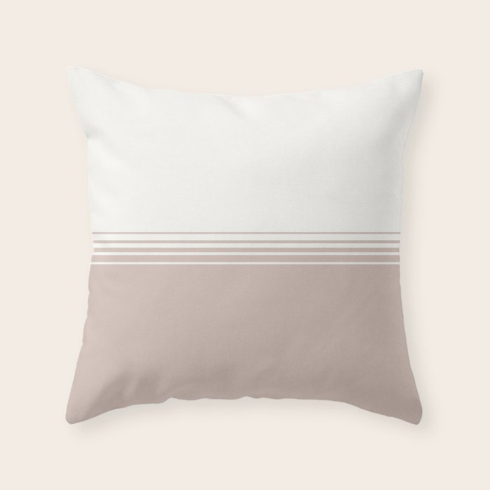 Retro Neutral Minimalist Stripes Throw Pillow Gallery Image 6