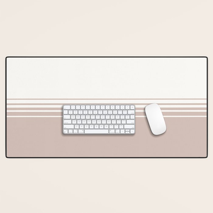 Retro Neutral Minimalist Stripes Desk Mat Gallery Image 1