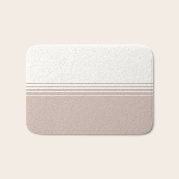Retro Neutral Minimalist Stripes Bath Mat Gallery Image 1