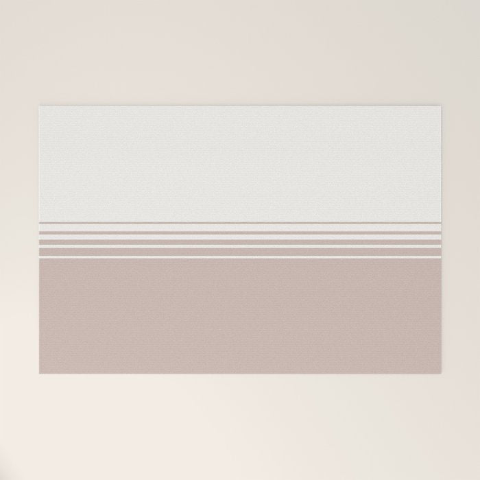 Retro Neutral Minimalist Stripes Welcome Mat Gallery Image 1