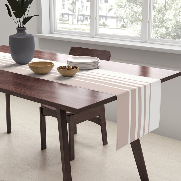 Retro Neutral Minimalist Stripes Table Runner Gallery Image 2