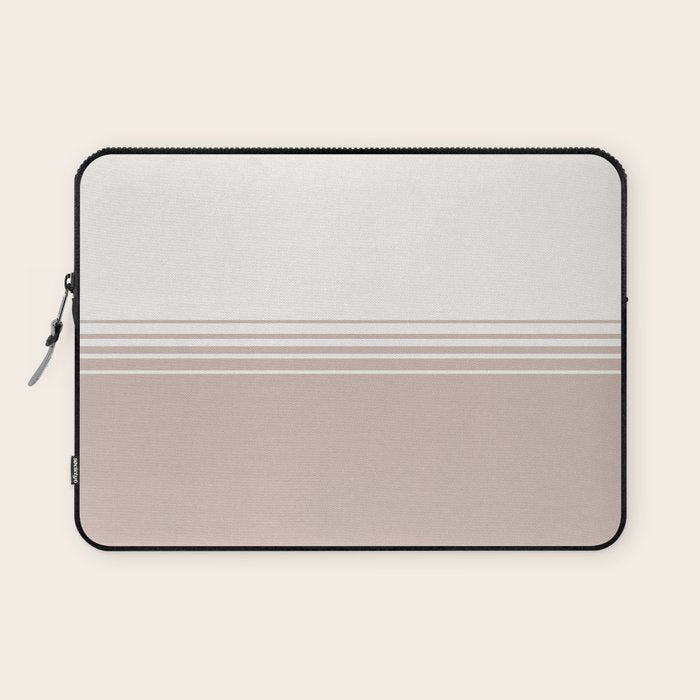 Retro Neutral Minimalist Stripes Laptop Sleeve Gallery Image 1