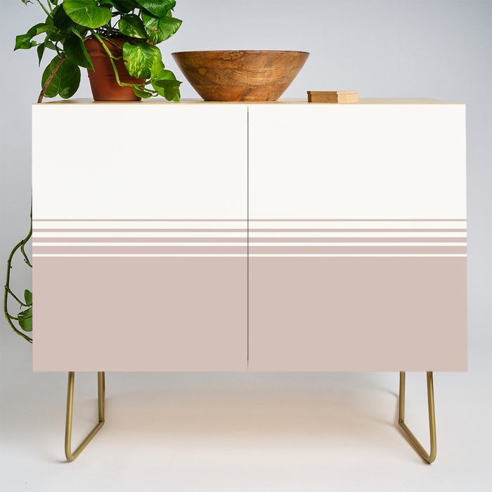 Retro Neutral Minimalist Stripes Credenza Gallery Image 1