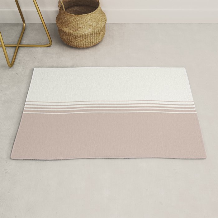 Retro Neutral Minimalist Stripes Rug Gallery Image 1
