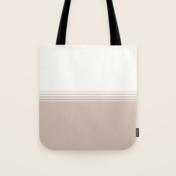 Retro Neutral Minimalist Stripes Tote Bag Gallery Image 1