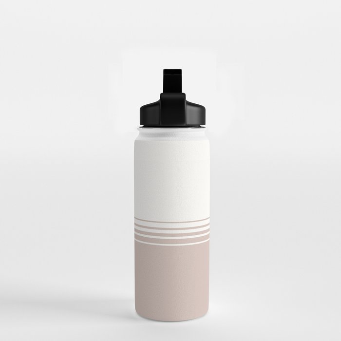 Retro Neutral Minimalist Stripes Water Bottle Gallery Image 2