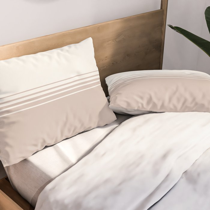 Retro Neutral Minimalist Stripes Pillow Sham Gallery Image 2