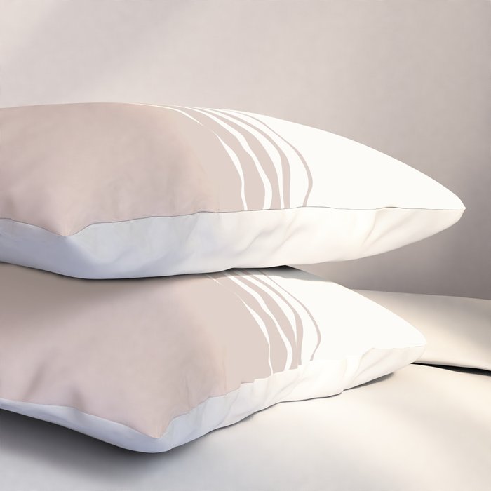 Retro Neutral Minimalist Stripes Pillow Sham Gallery Image 3